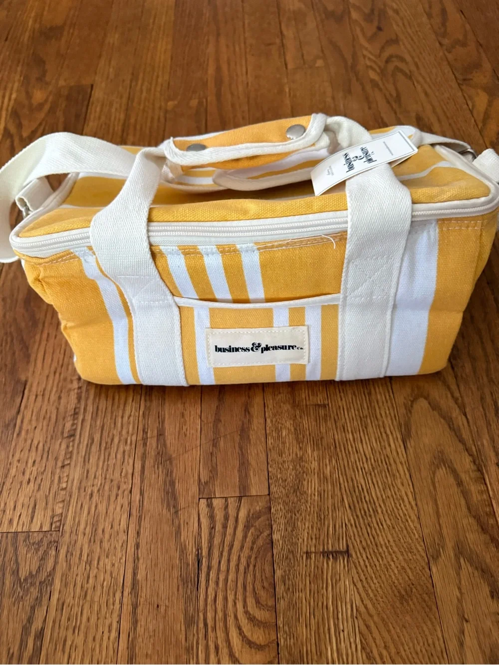 business & pleasure Yellow Stripe Insulated Lunch Tote